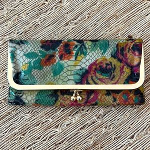 HOBO International leather snake print floral clutch